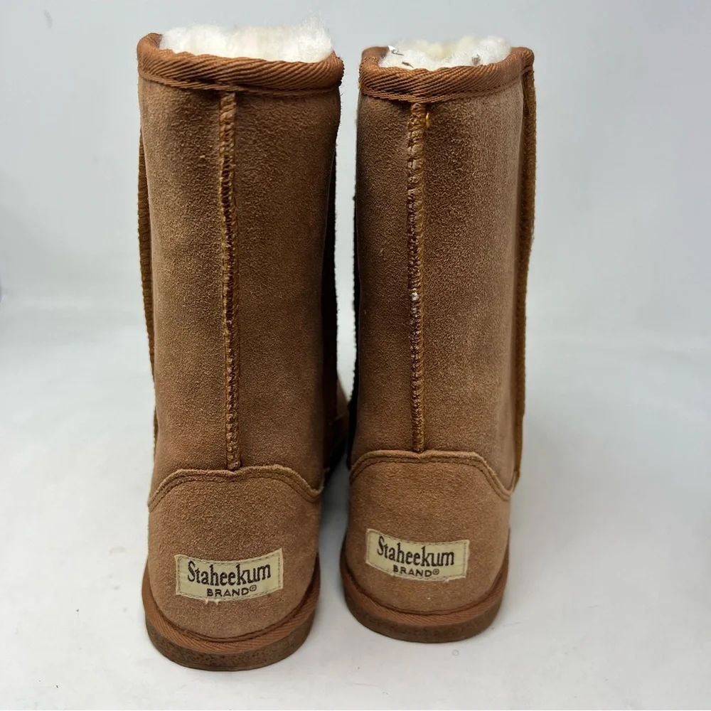 Staheekum Men’s Suede Shearling Winter Boots Brown US 9 Cozy Slip On NWOB